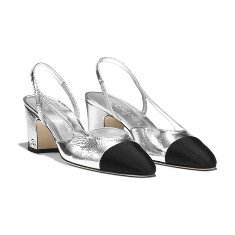 chanel slingback silver 37|Chanel slingbacks shoes.